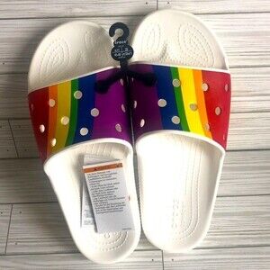 NWT classic Crocs Rainbow Slides. PRIDE